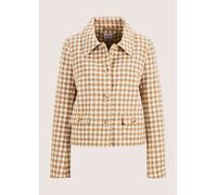 Jackenblazer MADELEINE "Blazer Leicht gefütterter Hahnentritt-Blazer in verkürzter Form", Damen, Gr. 44, weiß (wollweiß, caramel), Obermaterial: 90% Polyester PES. 10% Wolle mw., Blazer (64774361-44)