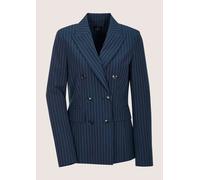 Jackenblazer MADELEINE "Blazer Longblazer mit Nadelstreifen", Damen, Gr. 34, blau (nachtblau, wollweiß), Obermaterial: 63% Polyester PES. 33% Viskose CV. 4% Elasthan EL., Modern, oversize, Blazer, Dop