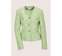 Jackenblazer MADELEINE "Blazer Tweed-Blazer mit Fransendetails", Damen, Gr. 48, weiß (perlweiß, kiwi, multicolor), Obermaterial: 42% Polyester PES. 31% Baumwolle CO. 23% Viskose CV. 4% sonstige Fasern