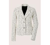 Jackenblazer MADELEINE "Blazer Tweed-Blazer mit Reverskragen", Damen, Gr. 48, schwarz (perlweiß, schwarz, melange), Obermaterial: 69% Polyester PES. 30% Baumwolle CO. 1% Elasthan EL., Modern, schmal, 
