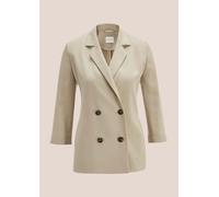 Jackenblazer MADELEINE "Blazer Zweireihiger Blazer mit 3/4-Ärmeln", Damen, Gr. 38, grau (kiesel), Obermaterial: 95% Polyester PES. 5% Elasthan EL., Modern, normal, Blazer (92221417-38) kiesel