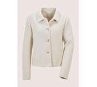 Jackenblazer MADELEINE "Kurzblazer Eleganter Damenblazer mit Hornknöpfen", Damen, Gr. 42, weiß (perlweiß), Obermaterial: 80% Polyester PES. 20% Polyamid PA., Modern, gerade, Blazer, Stilvoller Klappkr