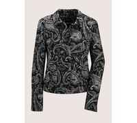 Jackenblazer MADELEINE "Kurzblazer Moderner Businessblazer mit Paisley-Muster", Damen, Gr. 42, schwarz (schwarz, wollweiß), Obermaterial: 53% Baumwolle CO. 25% Polyacryl PAN. 19% Polyester PES. 3% son