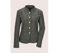 Jackenblazer MADELEINE "Strickblazer Schicker Kurzblazer mit Stehkragen", Damen, Gr. 42, grau (bleigrau, melange, goldfarben), Obermaterial: 100% Polyester PES., Modern, Blazer, klassikcer, Glanzgarn,