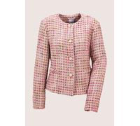 Jackenblazer MADELEINE "Tweed-Blazer Eleganter Businessblazer mit Hornknöpfen", Damen, Gr. 42, weiß (perlweiß, blassrosa, multicolor), Obermaterial: 100% Polyester PES., Modern, Blazer, Tweed-Blazer (