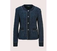 Jackenblazer MADELEINE "Tweed-Blazer Eleganter Damenblazer mit kurzem Schnitt", Damen, Gr. 36, blau (marine, wollweiß, melange), Obermaterial: 55% Baumwolle CO. 21% Polyester PES. 18% Polyacryl PAN. 4
