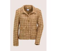 Jackenblazer MADELEINE "Tweedblazer Eleganter Businessblazer mit Hemdkragen", Damen, Gr. 44, beige (beige, tabakbraun, multicolor), Obermaterial: 58% Wolle mw. 26% Polyacryl PAN. 11% Polyester PES. 5%