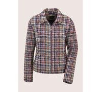 Jackenblazer MADELEINE "Tweedblazer Moderner Kurzblazer mit Zipper", Damen, Gr. 42, schwarz (schwarz, rubinrot, multicolor), Obermaterial: 85% Polyester PES. 5% Baumwolle CO. 5% Polyacryl PAN. 5% Visk
