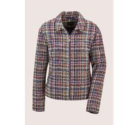 Jackenblazer MADELEINE "Tweedblazer Moderner Kurzblazer mit Zipper", Damen, Gr. 44, schwarz (schwarz, rubinrot, multicolor), Obermaterial: 85% Polyester PES. 5% Baumwolle CO. 5% Polyacryl PAN. 5% Visk