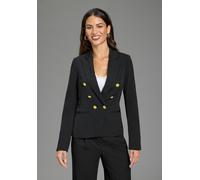 Jackenblazer MELROSE, Damen, Gr. 38, schwarz, Web, Obermaterial: 97% Polyester, 3% Elasthan. Futter: 100% Polyester, unifarben, tailliert hüftlang, Blazer, mit goldfarbenen Knöpfen (71084528-38) schwa