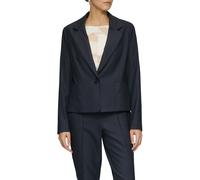 Jackenblazer S.OLIVER BLACK LABEL, Damen, Gr. 40, blau, Web, Obermaterial: 65% Polyester, 32% Viskose, 3% Elasthan. Futter: 100% Polyester, gepunktet, tailliert taillenbedeckt, tiefer V-Ausschnitt, Bl