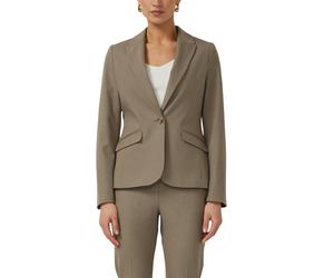 Jackenblazer S.OLIVER BLACK LABEL, Damen, Gr. 42, schwarz beige, Web, Obermaterial: 62% Polyester, 33% Viskose, 5% Elasthan, meliert, unifarben, slim fit hüftbedeckend, tiefer V-Ausschnitt, Blazer, mi
