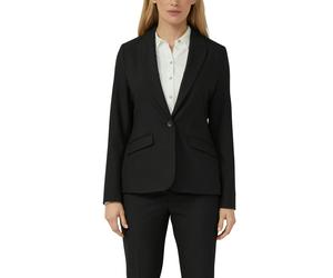 Jackenblazer S.OLIVER BLACK LABEL, Damen, Gr. 46, schwarz, Web, Obermaterial: 62% Polyester, 33% Viskose, 5% Elasthan. Futter: 100% Polyester, unifarben, tailliert hüftbedeckend, V-Ausschnitt, Blazer,