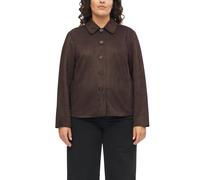Jackenblazer S.OLIVER CURVE, Damen, Gr. 52, braun (bitter chocolate), Velours, Obermaterial: 93% Polyester, 7% Elasthan, unifarben, bequem hüftbedeckend, Rundhals, 1-Knopf-Manschette, Blazer, Velours-