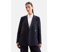 Jackenblazer SEIDENSTICKER, Damen, Gr. 40, schwarz (dunkelblau), 52% Polyester, 43% Schurwolle, 5% Elasthan, unifarben, Blazer (45584445-40) dunkelblau