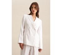 Jackenblazer SEIDENSTICKER "Schwarze Rose", Damen, Gr. XL42, weiß, 100% Leinen, unifarben, regular fit, V-Ausschnitt, Blazer Blazer Blusenblazer, Blazer Uni (31138822-42) weiß