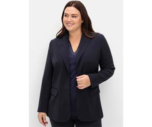 Jackenblazer SHEEGO "Blazer", Damen, Gr. 50, blau (tiefblau), 100% Polyester, Blazer (18133328-50) tiefblau