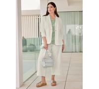 Jackenblazer SHEEGO "Leinen-Blazer", Damen, Gr. 42, weiß (ecru), 55% Leinen, 45% Viskose, Blazer (91528522-42) ecru
