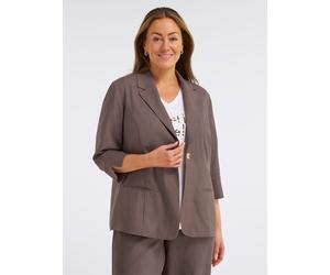 Jackenblazer SHEEGO "Leinen-Blazer", Damen, Gr. 48, braun (dunkeltaupe), 55% Leinen, 45% Viskose, Blazer (73554436-48) dunkeltaupe