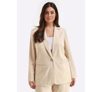 Jackenblazer SHEEGO "Leinenblazer", Damen, Gr. 48, champagner, goldfarben, 65% Viskose, 25% Leinen, 7% Polyester, 3% metallisierte Fasern, Blazer (92693627-48) champagner, goldfarben