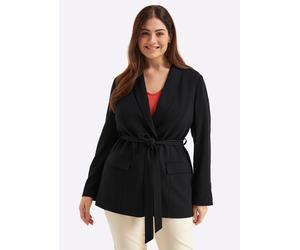 Jackenblazer SHEEGO "Shirtblazer", Damen, Gr. 58, schwarz, 70% Viskose, 25% Polyamid, 5% Elasthan, Blazer (86903605-58) schwarz