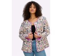 Jackenblazer SHEEGO "Steppblazer", Damen, Gr. 56, champagner, tiefblau, gemustert, 100% Baumwolle, Wattierung:100% Polyester, Blazer (35882003-56) champagner, tiefblau, gemustert