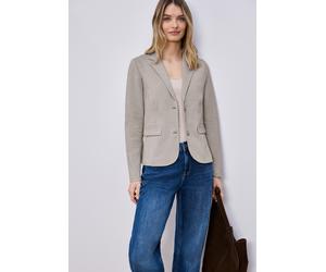 Jackenblazer STREET ONE, Damen, Gr. 34, light terra mocha, Web, Obermaterial: 71% Polyester, 26% Viskose, 3% Elasthan, unifarben, tailliert hüftbedeckend, tiefer V-Ausschnitt, Blazer, mit Piqué-Strukt