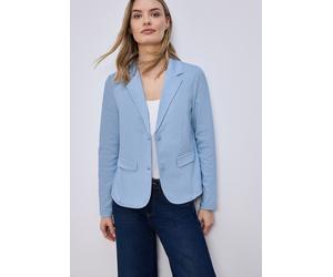 Jackenblazer STREET ONE, Damen, Gr. 36, blau (original blau), Web, Obermaterial: 71% Polyester, 26% Viskose, 3% Elasthan, unifarben, tailliert hüftbedeckend, tiefer V-Ausschnitt, Blazer, mit Piqué-Str