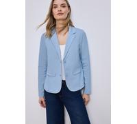 Jackenblazer STREET ONE, Damen, Gr. 40, original blau, Piqué, Obermaterial: 71% Polyester, 26% Viskose, 3% Elasthan, unifarben, tailliert hüftbedeckend, tiefer V-Ausschnitt, Blazer, mit Piqué-Struktur