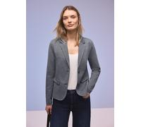 Jackenblazer STREET ONE, Damen, Gr. 44, shadowed navy, Piqué, Obermaterial: 71% Polyester, 26% Viskose, 3% Elasthan, unifarben, tailliert hüftbedeckend, tiefer V-Ausschnitt, Blazer, mit Piqué-Struktur