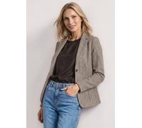 Jackenblazer STREET ONE, Damen, Gr. 46, saddle braun, Web, Obermaterial: 55% Baumwolle, 45% Viskose, Fischgratmuster, tailliert hüftbedeckend, tiefer V-Ausschnitt, Blazer, mit Reverskragen und Dessin
