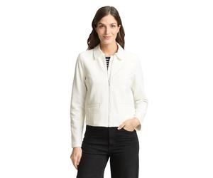 Jackenblazer TOM TAILOR, Damen, Gr. XL, whisper weiß, Web, Obermaterial: 54% Baumwolle, 43% Polyester, 3% Elasthan, unifarben, regular fit taillenbedeckt, gerader Abschluss, Blazer, mit Kragen (351203