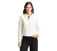 Jackenblazer TOM TAILOR, Damen, Gr. XS, whisper weiß, Web, Obermaterial: 54% Baumwolle, 43% Polyester, 3% Elasthan, unifarben, regular fit taillenbedeckt, gerader Abschluss, Blazer Jackenblazer, mit K