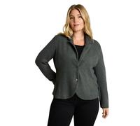 Jackenblazer TOM TAILOR PLUS, Damen, Gr. 46, schwarz olive melange, Web, Obermaterial: 85% Baumwolle, 13% Polyester, 2% Elasthan, meliert, bequem hüftbedeckend, tiefer V-Ausschnitt, Blazer, Melierte O