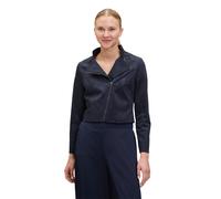 Jackenblazer VERA MONT "Damen mit Reißverschluss", Damen, Gr. 42, blau (night sky), Crêpe, Obermaterial: 87% Polyester, 13% Elasthan; Futter: 100% Polyester, figurbetont kurz, asymmetrischer Ausschnit