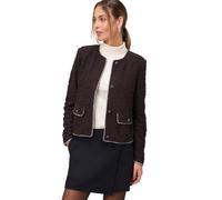 Jackenblazer ZERO "Damen Bouclè mit Knöpfen", Damen, Gr. 34, braun (patch braunschwarz), Bouclé, Obermaterial: 51% Polyester, 45% Baumwolle, 4% Polyacryl, Strukturmuster, figurbetont normal, Rundhals,
