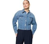 Jackenblazer ZERO "Damen kurz mit Knopfleiste", Damen, Gr. 34, blau (middle blau denim), Denim/Jeans, Obermaterial: 94% Baumwolle, 5% Baumwolle (recycled), 1% Elasthan, used, lässig geschnitten normal