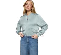 Jackenblazer ZERO "Damen langarm", Damen, Gr. 34, silber blau, Satin, Obermaterial: 100% Polyester; Futter: 98% Polyester, 2% Elasthan, glänzend, figurumspielend kurz, Bündchen, Blazer, Material. (440