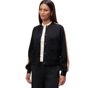 Jackenblazer ZERO "Damen mit Kontraststreifen", Damen, Gr. 34, grün (patch schwarzcamel), Stoff, Obermaterial: 63% Polyacryl, 37% Polyamid, unifarben, figurumspielend hüftlang, weit Bündchen mit Gummi