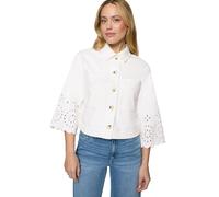 Jackenblazer ZERO "Damen mit Lochmuster", Damen, Gr. 42, patch cream, cream, Denim/Jeans, Obermaterial: 71% Baumwolle, 3% Elasthan, 26% Polyester, unifarben, lässig geschnitten normal, Blazer, Lochsti