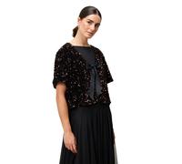 Jackenblazer ZERO "Damen mit Pailletten", Damen, Gr. 38, schwarzbraun, Stoff, Obermaterial: 95% Polyester, 5% sonstige Fasern, glänzend, festlich, figurbetont normal, V-Ausschnitt, weit, Blazer, Binde