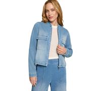 Jackenblazer ZERO "Damen mit Reißverschluss", Damen, Gr. 40, blau denim, Denim/Jeans, Obermaterial: 20% Polyester, 4% Elasthan, 76% Baumwolle. Füllung:, used, figurbetont hüftlang, eng, Blazer, Plain/