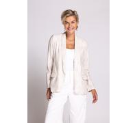 Jackenblazer ZHRILL "ZHHELEN", Damen, Gr. XL, beige (sand), Web, Obermaterial: 70% Viskose, 30% Leinen, unifarben, regular fit hüftlang, V-Ausschnitt, Blazer Jackenblazer, mit Reverskragen, Regular Fi