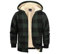 JACKETOWN Fleecejacke Kariert Kinder Sweatjacke Jungen mit Kapuze Gefüttert Kapuzenpullover mit Reißverschluss Winterjacke Dicke Warme Hoodie Jacket S-2XL