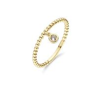 JACKIE GOLD 14K Goldring Damen | 14 Karat 585 Echtgold | Jackie Dangling White Topaz Ring JKR24.416 | Größe 56