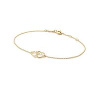 JACKIE GOLD Schmuck Damen | 14 Karat / 585 Echt Gold Armband | Connected Love JKB25.559 | 16 - 17 - 18 cm Länge verstellbar | Armkette mit Herzen