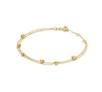 JACKIE GOLD Schmuck Damen | 14 Karat / 585 Echt Gold Armband | Double Bubble Bracelet JKB23.351 | 16 - 17 - 18 cm Länge verstellbar | Armkette mit Bubble
