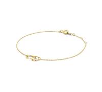 JACKIE GOLD Schmuck Damen | 14 Karat / 585 Echt Gold Armband | Double Circle Bracelet JKB22.048 | 16 - 17 - 18 cm Länge verstellbar | Armkette mit Doppelkreis