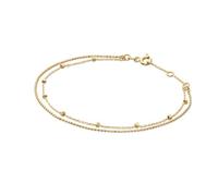 JACKIE GOLD Schmuck Damen | 14 Karat / 585 Echt Gold Armband | Marco Polo Bracelet JKB24.472 | 16 - 17 - 18 cm Länge verstellbar | Doppelte Armkette mit Kugeln