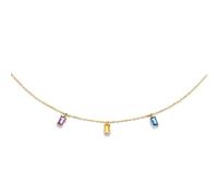 JACKIE GOLD Schmuck Damen | 14 Karat / 585 Echt Gold Halskette | Medina Triple Gem JKN21.161 | 40 - 42,5 - 45 cm Länge verstellbar | Kette mit Steinen Amethyst lila, Catrin gelb & Topas blau